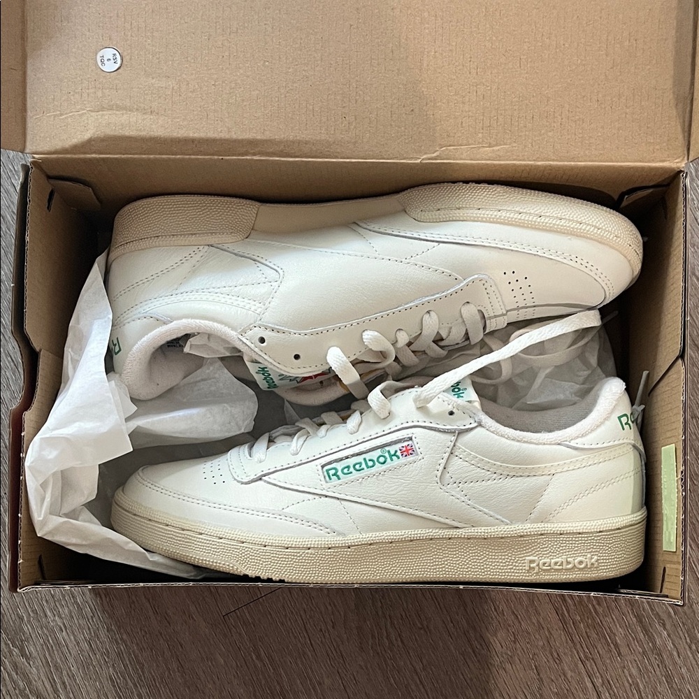 Reebok Classic White and Green Shoes